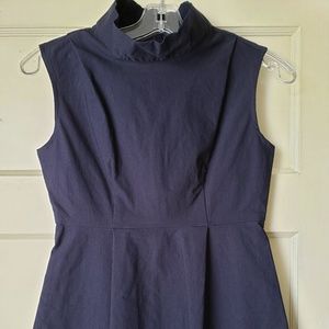 Meg Shops Navy Blue Mock Turtleneck Sleeveless Top